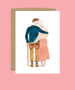 Grusskarte mit älterem Paar, das sich umarmt – romantisches Motiv Forever Love, Spektrum23 Schweiz.