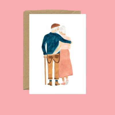 Grusskarte mit älterem Paar, das sich umarmt – romantisches Motiv Forever Love, Spektrum23 Schweiz.