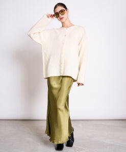 Jan’n’June TINCO Cardigan in Offwhite, Oversized Fit aus GOTS-zertifizierter Wolle, Vorderansicht